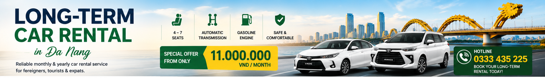 Mai Linh Car Rental - Long-term car rental in Da Nang, from 11,000,000 VND/month